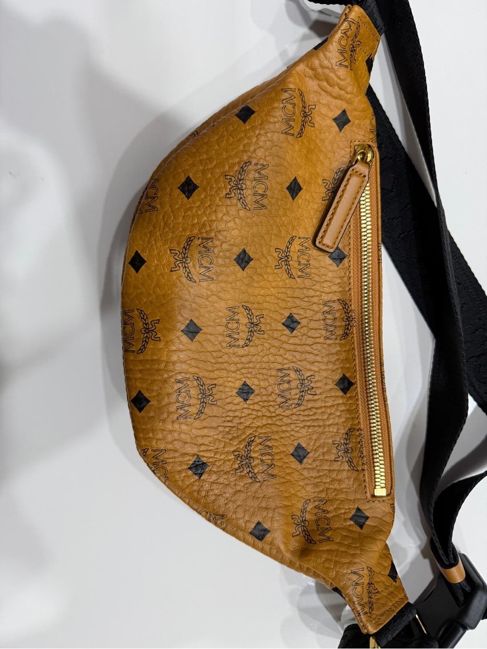 MCM Tan Visetos Logo Belt Bag with Black Strap - Picture 6 of 6